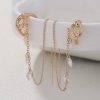 Korean Style Micro Set Zircon Flower Super Fairy Tassel Earrings Fashion Long Tassel Versatile Ear Line Earrings Female