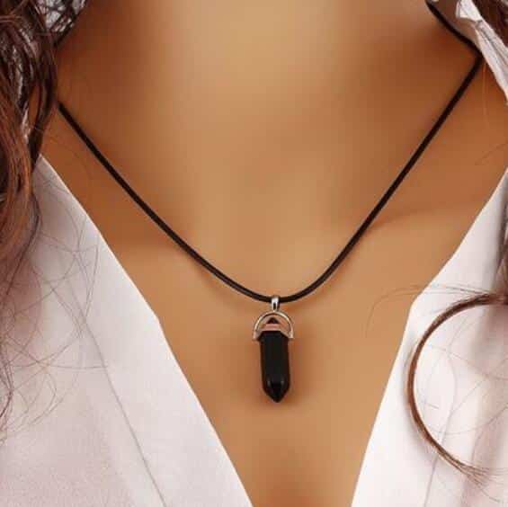 Hexagon natural stone necklace