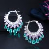 Circle Drop Zircon Tassel Fairy Earrings