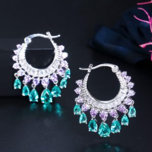 Circle Drop Zircon Tassel Fairy Earrings