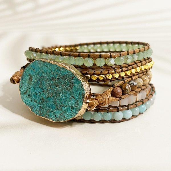 European And American Retro Natural Ocean Stone Multi-layer Winding Bracelet
