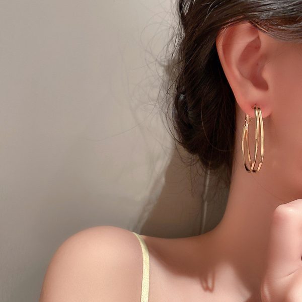925 Silver Needle Geometric Circle Earrings Retro Temperament Earrings