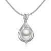 Fashion Lady Water Drop Silver Pearl Jewelry Set