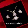 Fashion Jewelry Set Zircon Gem Pendant Chain Choker Necklace For Women Gold Color Stud Earring Statement Wedding Ring