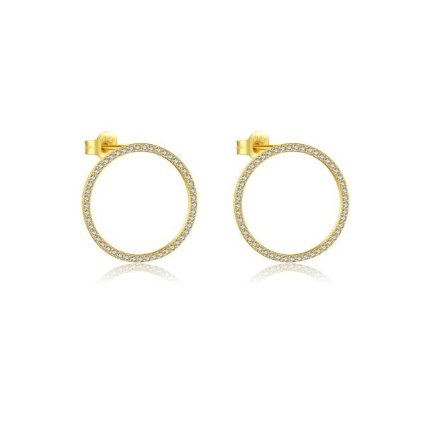 Simple Retro S925 Sterling Silver Rhinestone Zircon Circle Ear Studs