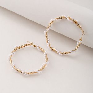 European And American Cross-border New Twining Pearl Big Circle Earrings