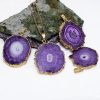 Irregular Natural Stone Gold-plated Flowers Pendant