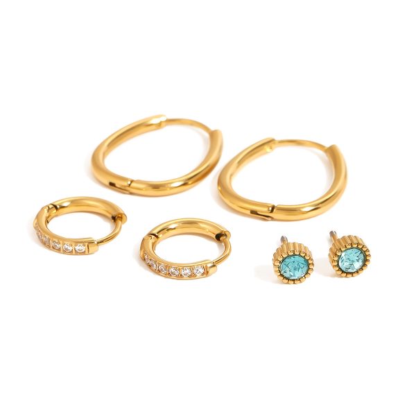Stainless Steel Circle With High-end Zircon Earrings