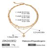 Stainless Steel Rhinestone Four Eight-pointed Stars Pendant Three-layer Necklace
