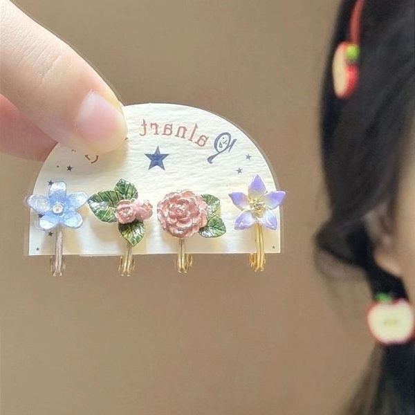 Super Gentle Flower Small Ear Clips Four-piece Set Niche Design
