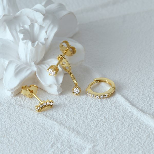 Temperament Matching Zircon Three-piece Set 925 Silver Earrings