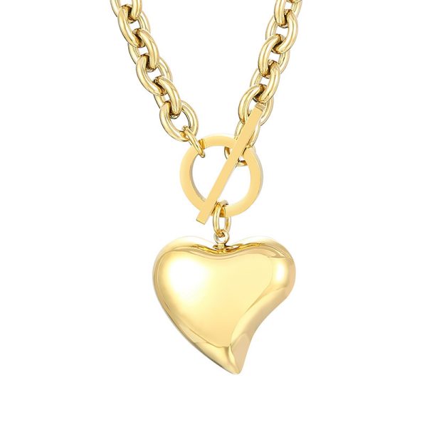 Titanium Steel Heart OT Buckle Necklace Women's Jewelry Set