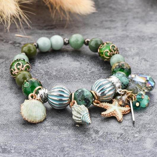 National Style Black Natural Stone Shell Beach Bracelet Jewelry