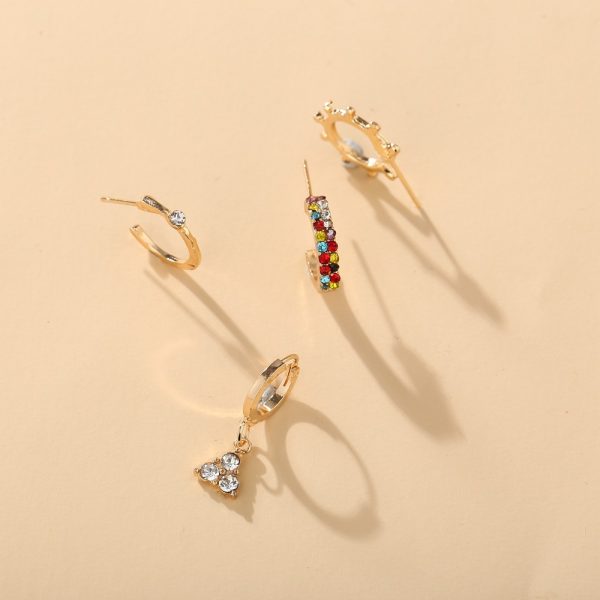 Zircon Triangle Stud Earring Set 4 Piece Set