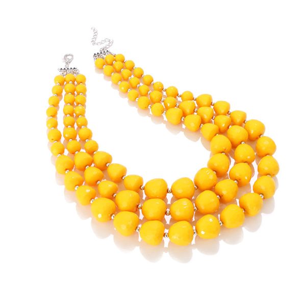 Simple Pure Color Handmade Beaded Necklace Earrings Ethnic Style Jewelry Set