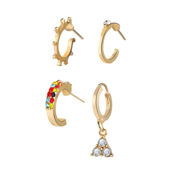Zircon Triangle Stud Earring Set 4 Piece Set