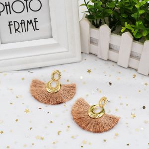 Water Drop Fan-shaped Tassel Earrings