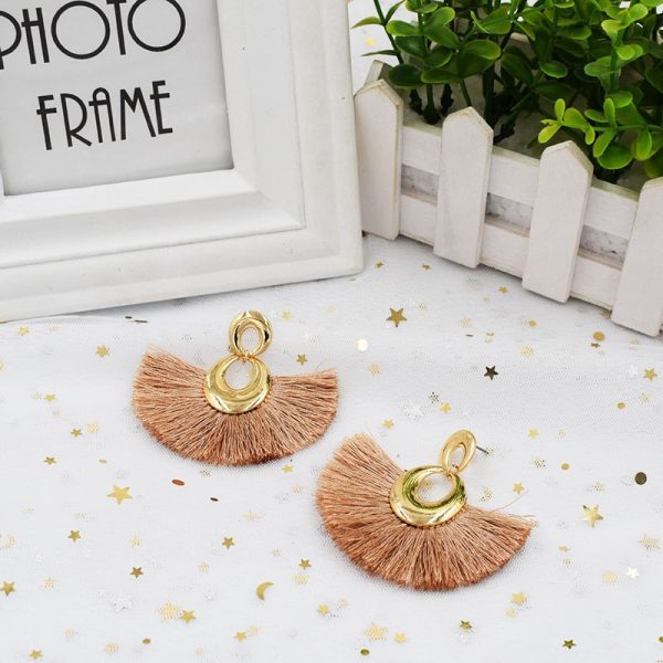 Water Drop Fan-shaped Tassel Earrings