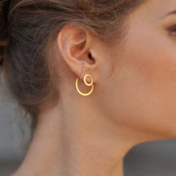 Simple Temperament Alloy Geometric Metal Size Circle Earrings Pendant