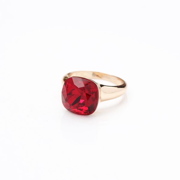 European And American Classic Light Luxury Multi-color Artificial Crystal Square Ring For Women
