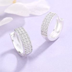 European And American Fashion Accessories Circle S925 Sterling Silver Earrings Female Ins Cold Wind Diamond Round Ear Clip