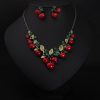 Europe and the United States big jewelry, cherry necklace, earrings set, women fashion evening dress, bride temperament accessories DD