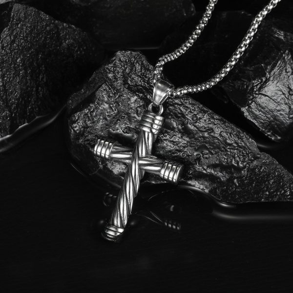 Cross Pendant Street Cool Hip Hop Style Man's Stainless Steel Necklace