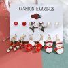 Christmas Snowman Cane Stud Earrings Combination Set