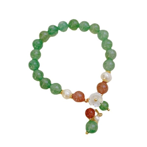 New Green Strawberry Quartz Handmade Beaded Bracelet