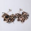 Exaggerated Fabric Leopard Print Earrings Circle Female