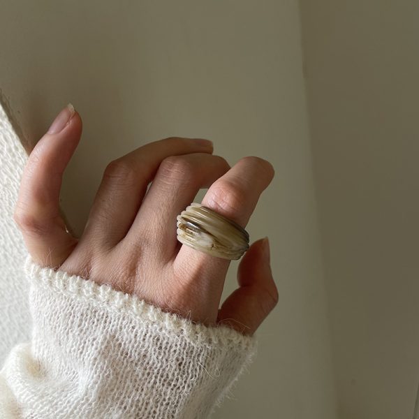 Chinese Style Irregular Resin Wide Ring