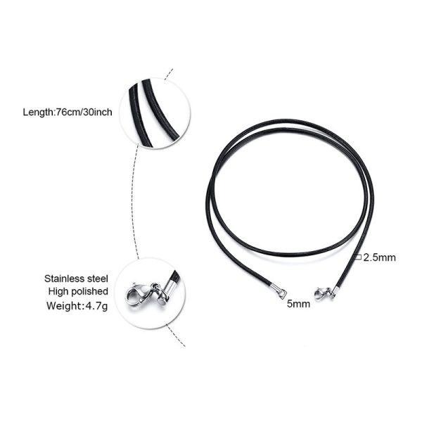 Stainless Steel Lobster Clasp30-inch Leather Necklace