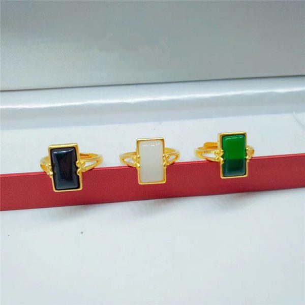 Brass Gold-plated Long Gem Electroplated Live Ring