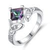 Colorful stone square diamond ring