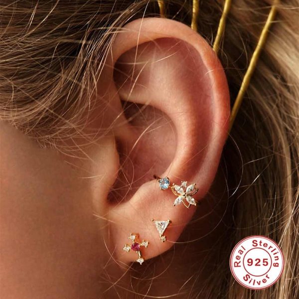 S925 Sterling Silver Fashion Personality Stud Earrings Set