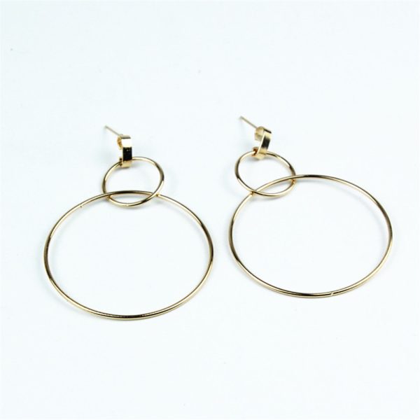 Simple size circle combination geometric earrings