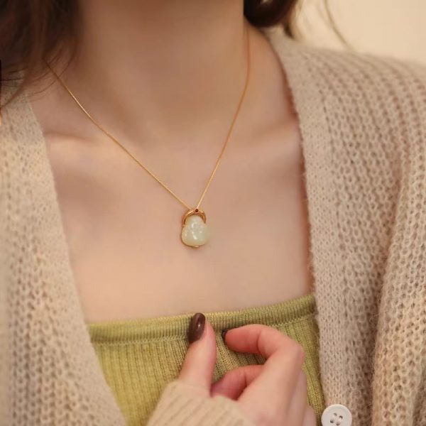 Hetian Jade Maitreya Sterling Silver Necklace