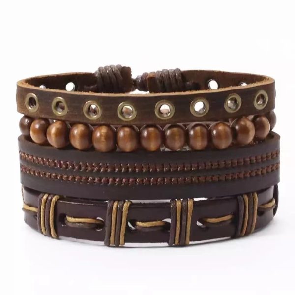 Four-piece Card Africa Map Woven Bracelet Leather