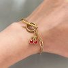 New Diamond Fruit Cherry Pendant Bracelet Clip OT
