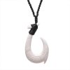 Yak Bone Carved Fishhook Brand Pendant Necklace
