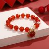 Chinese Style Beads String Bracelet Lucky Dragon Year Lucky Coin Agate Bracelet