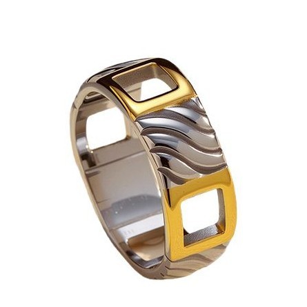 Fashionable Gold And Silver Two-tone Cross Stainless Steel Ring
