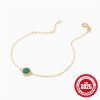 S925 Sterling Silver Classic Round Malachite Diamond All-match Bracelet
