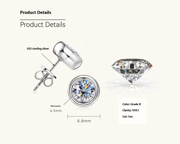 Round Moissanite Stud Earrings Bubble Couple S925 Silver
