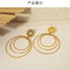 18K Gold Titanium Steel Multi-layer Circle Flower Earrings