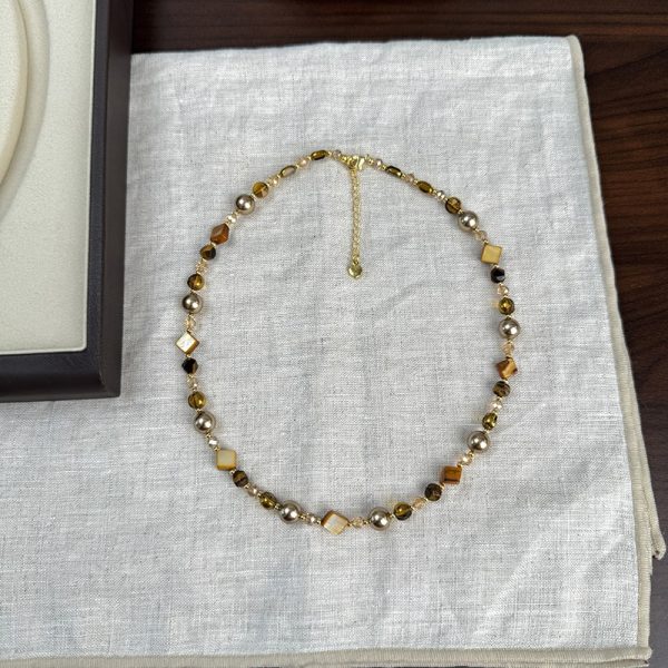 Natural Stone Necklace Women's Brown Pearl Necklace Accessories