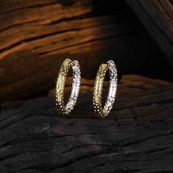 S925 Silver Irregular Texture Circle Ear Clip