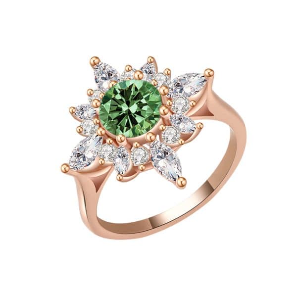 18K Gold Plating Beautiful Diamond Flower Ring