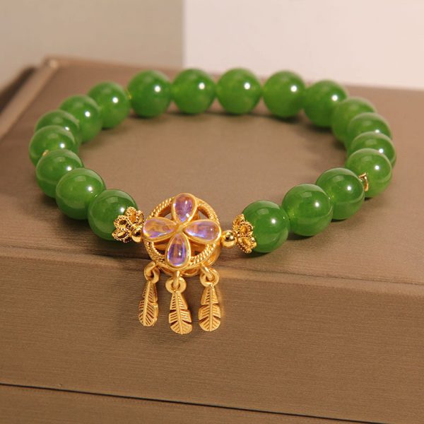 2687e73a-c902-44fb-b861-7a0bd6bbc971.jpg Green Jasper Bracelet Female Special-interest Design Pendant