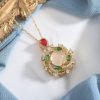 S925 Silver Inlaid Natural Chrysoprase Agate Necklace
